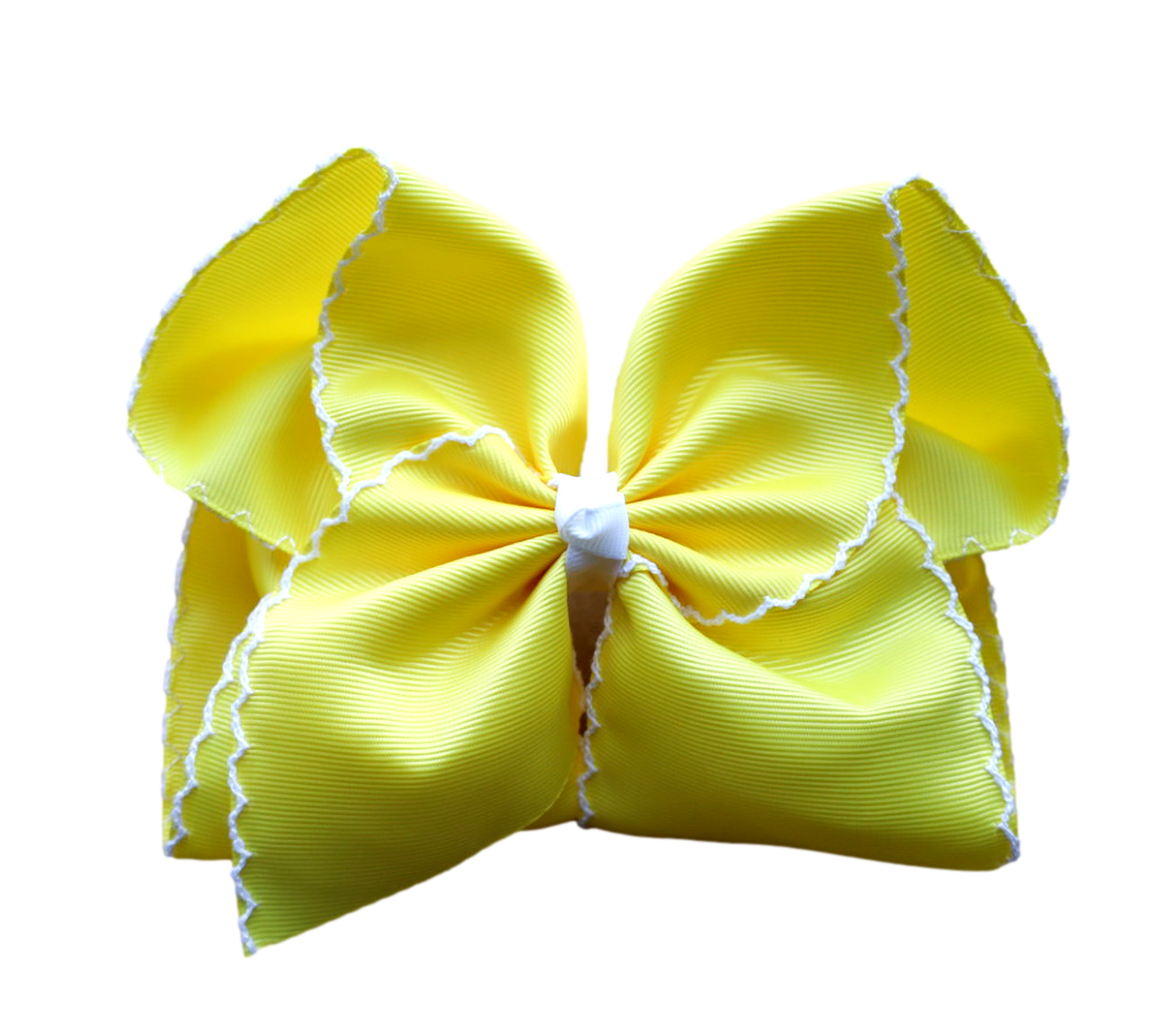 Yellow Moon Stitch Hair Bow 4 Inch
