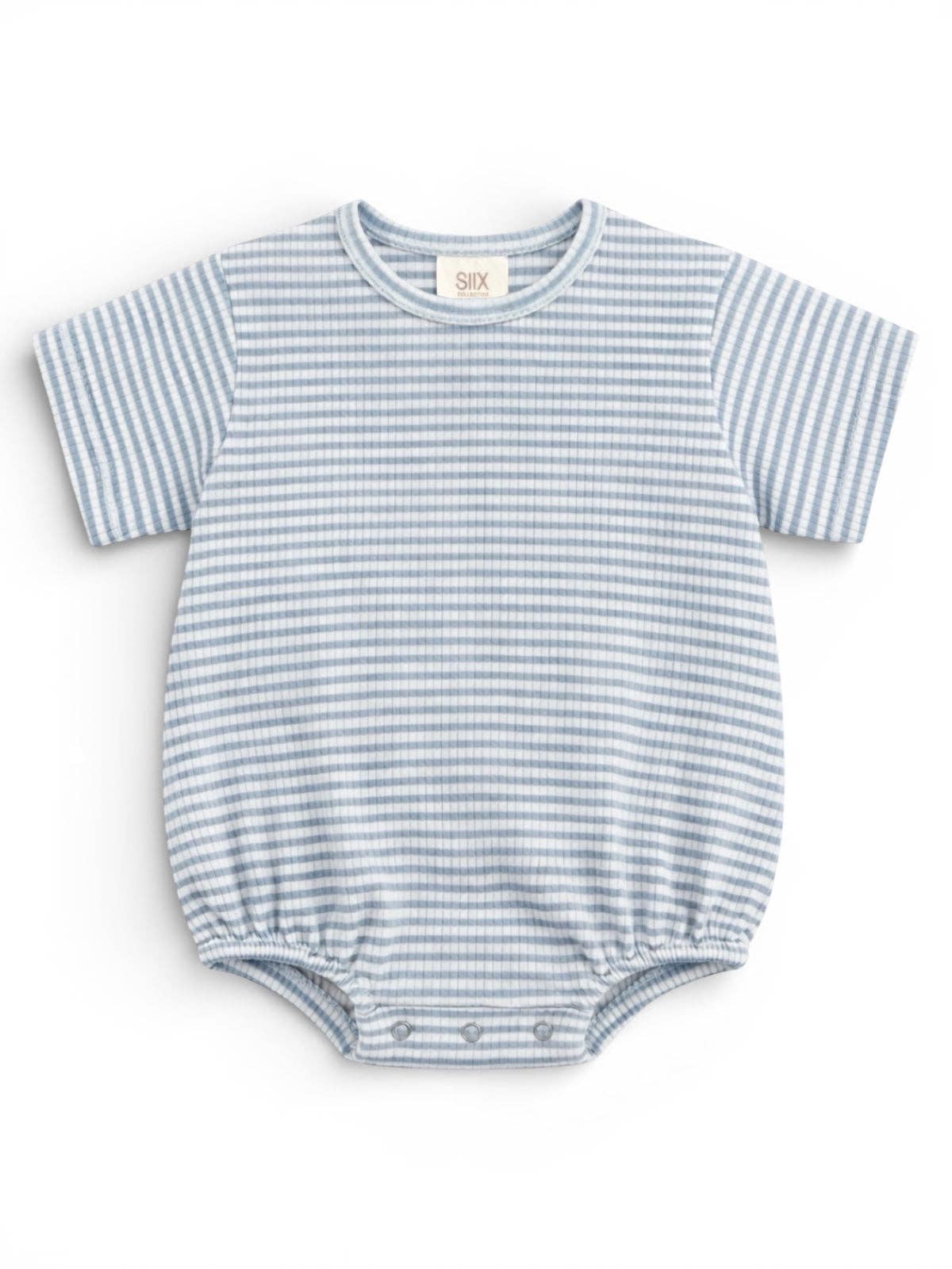 Dusty Blue Stripe / Ribbed T-Shirt Bubble