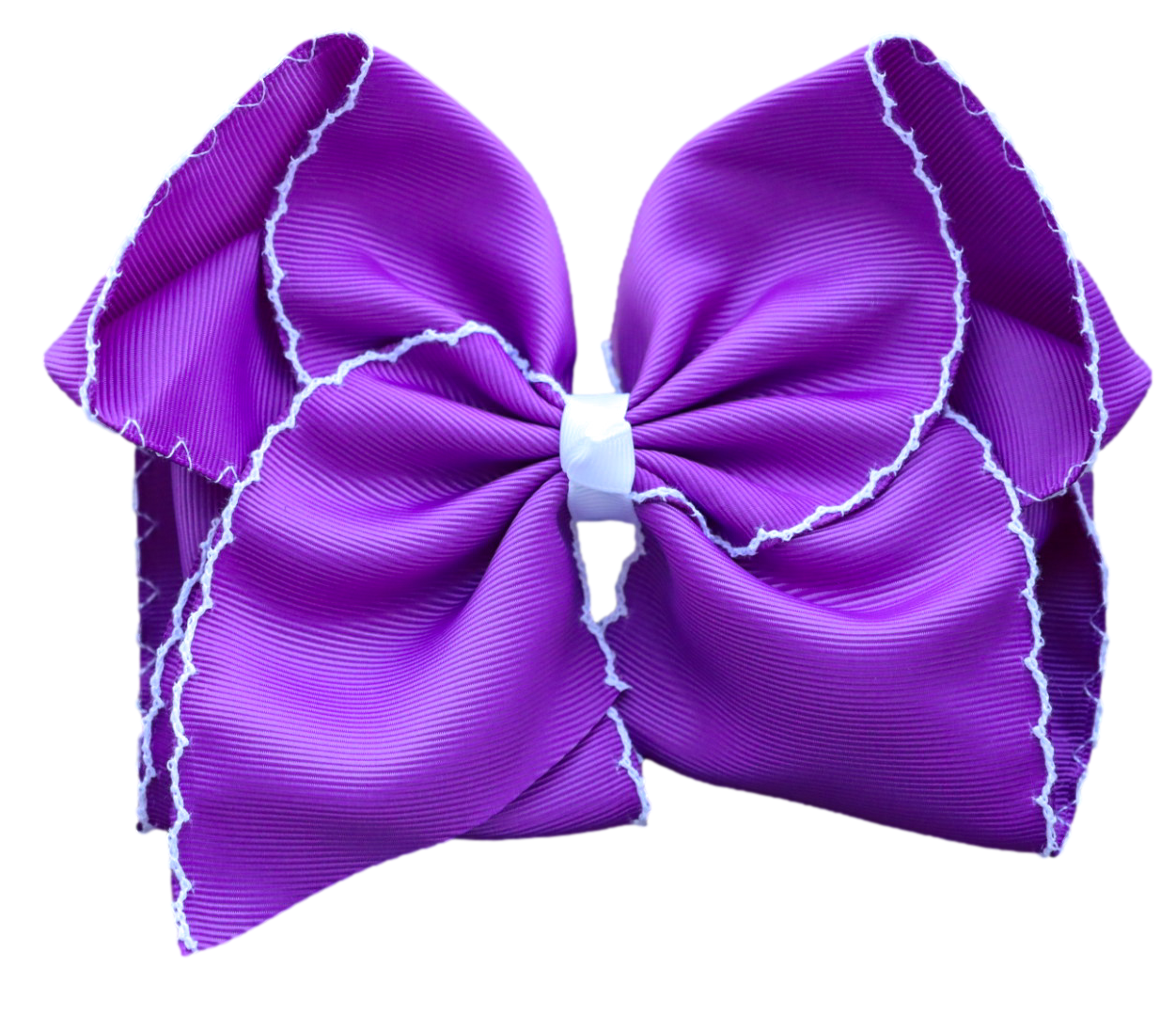 Purple Moon Stitch Hair Bow 4 Inch