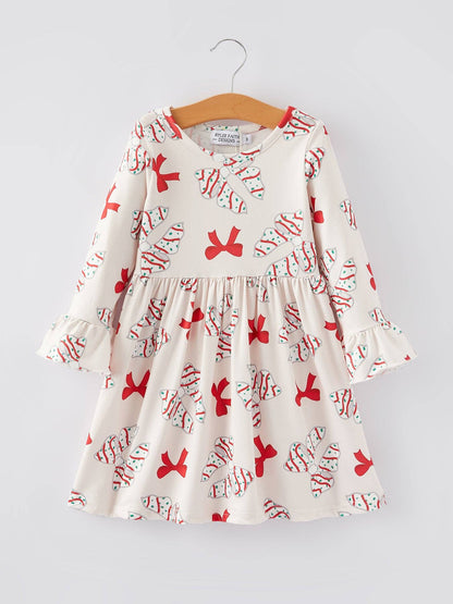Christmas Gingerbread Print Girls Dress: 4T