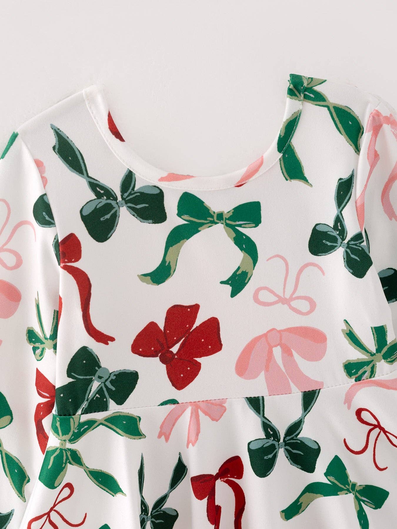 Girls Christmas Bow Print Dress: 4T