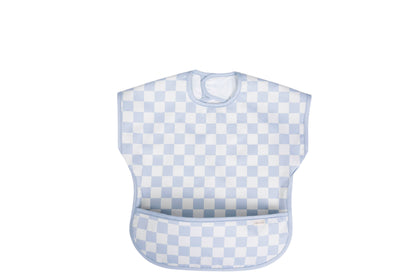 Smock Bib for Baby & Toddler Short Sleeve (Blue Checkers)
