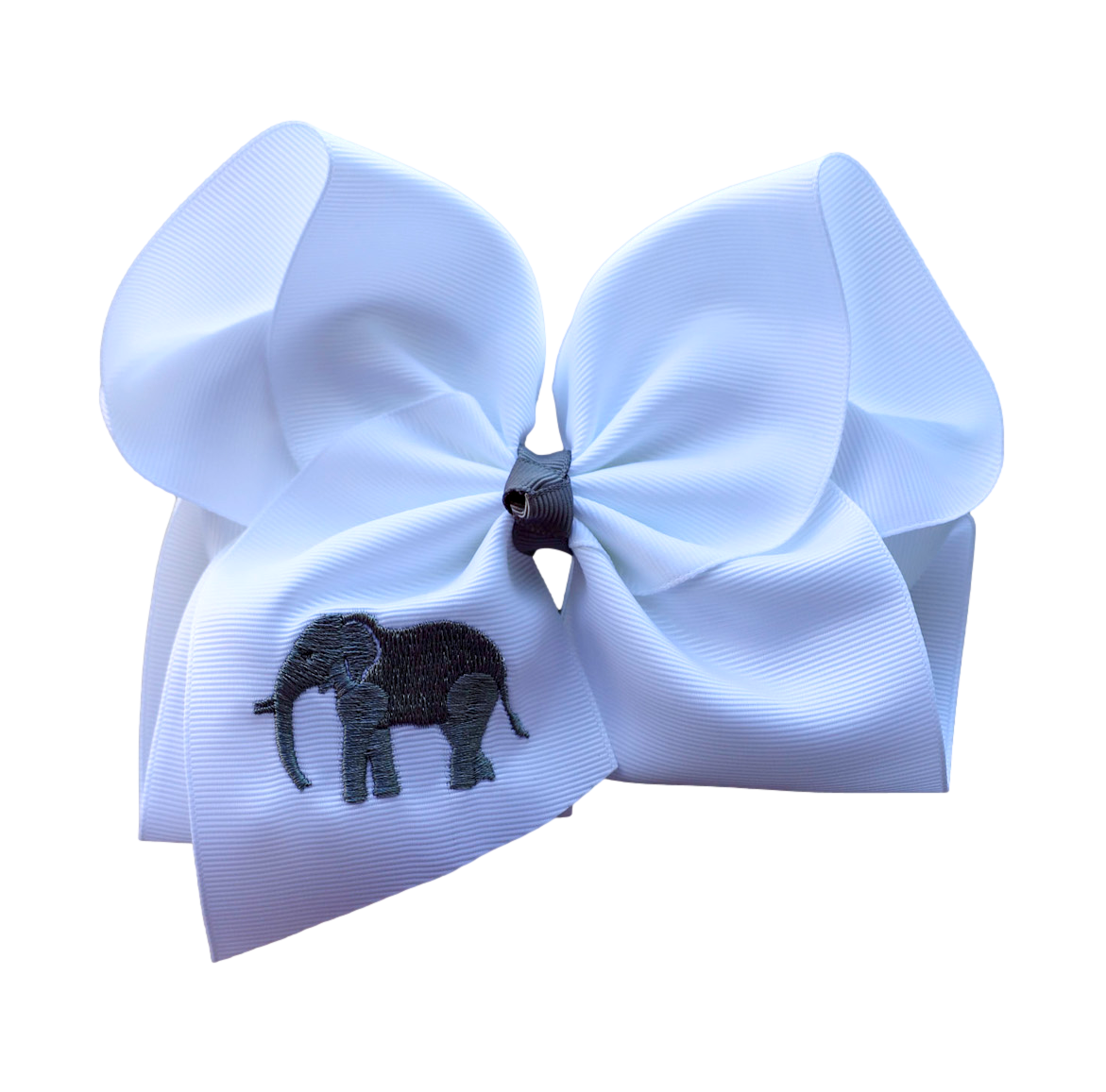 Elephant Embroidered Bow 4 Inch