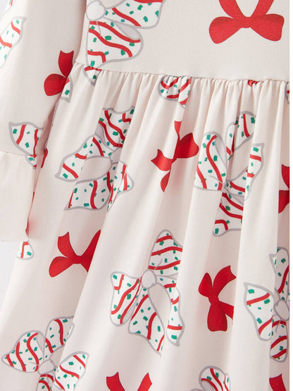 Christmas Gingerbread Print Girls Dress: 4T