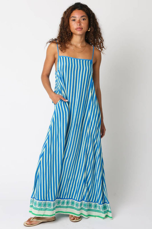 Lesly Striped Open-Back Maxi Dress