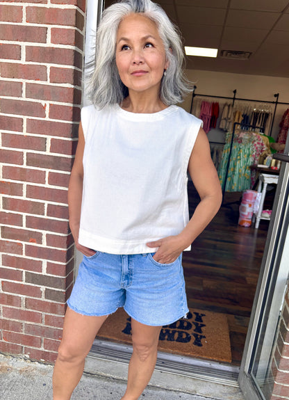 White Denim Top