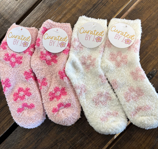 Fuzzy Flower Socks